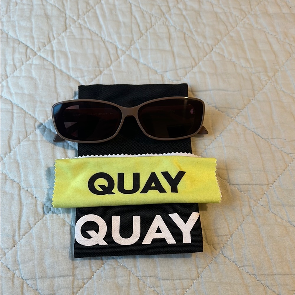 Quay Australia Brown Sunglasses with Black Case and Yellow Cloth
